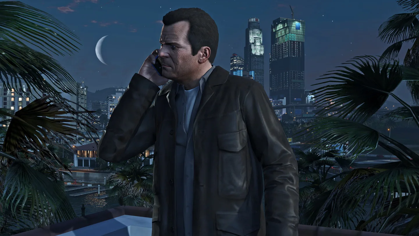 Michael De Santa on the phone at night