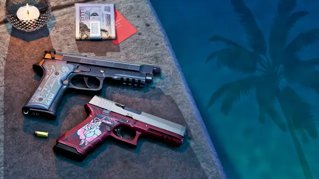 Jason's and Lucia's personalised pistols from the GTA 6 Ultimate Edition