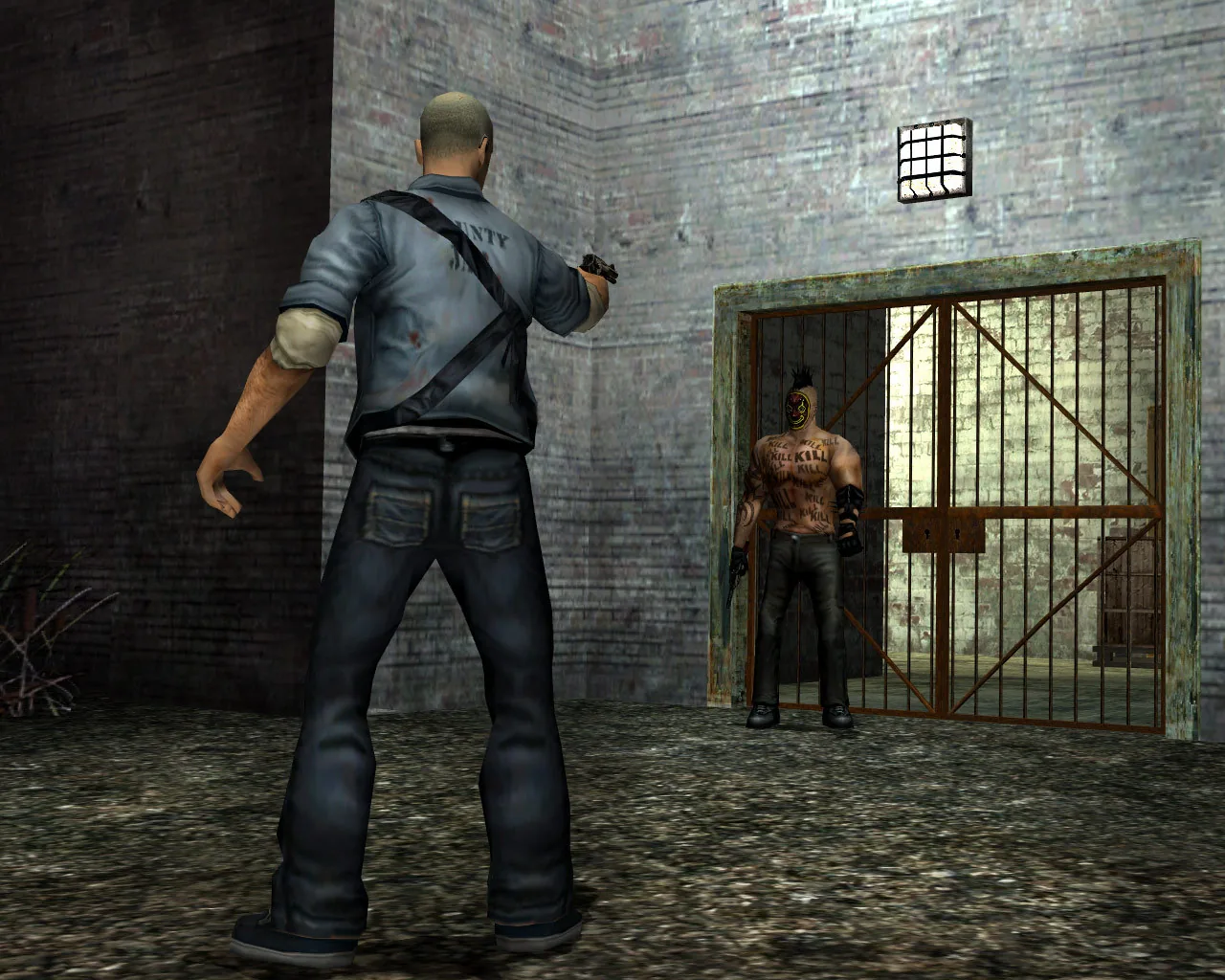 James Earl Cash at a gate in Manhunt
